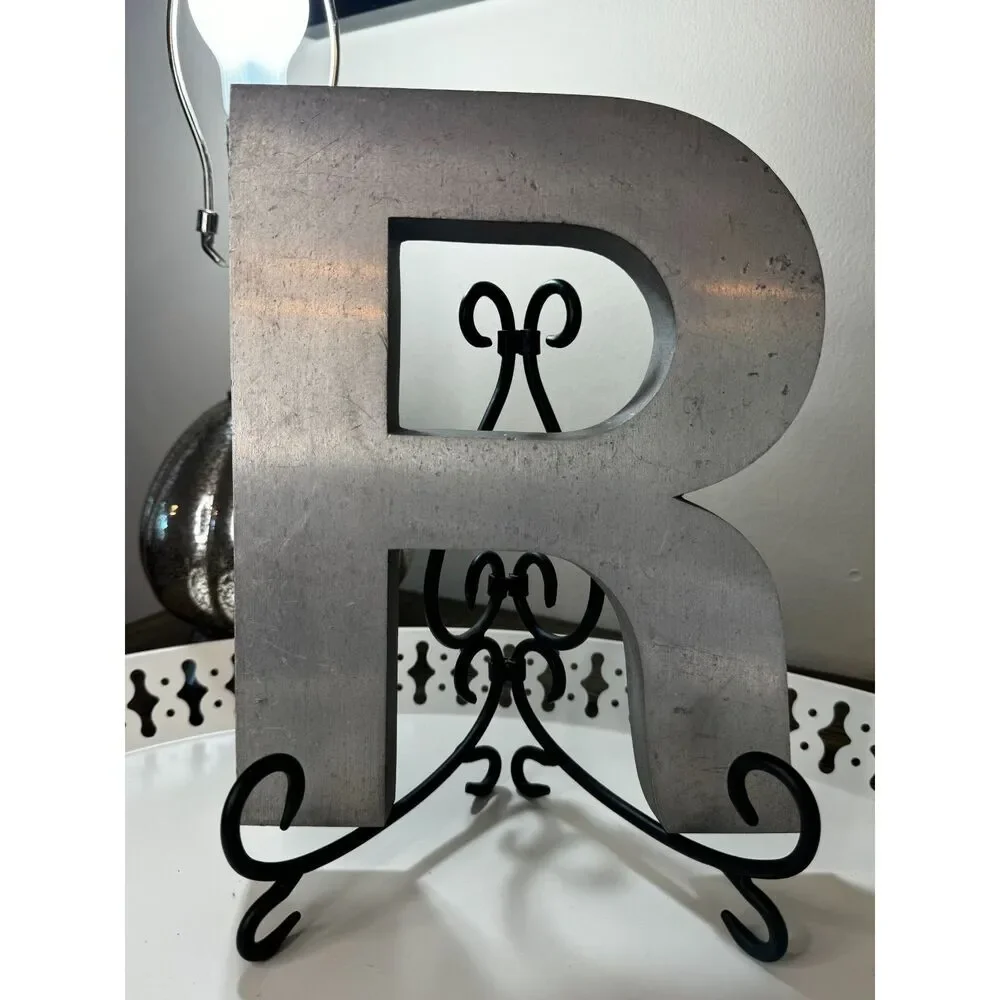Vintage Industrial Chic metal letter - salvaged sign letter R